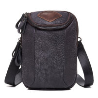 Whatna 2way 牛革 ミニショルダーバッグ メンズ ウエストバッグ ポーチ 厚手本 革 縦型 小さめ メッセンジャーバッグ 通学 通勤バッグ ショルダーミニポーチ 軽量 実用 自転車かばん プレゼント男性（6331）