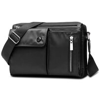 Whatna ショルダーバッグ メンズ メッセンジャーバッグ 頑丈 軽量 横型 B5 10.5インチipad収納可 オックスフォード布 防水 耐磨耗 ビジネスバッグ 小さい 斜めがけ バッグ 男性用 紳士用 黒 ブルー 507-1