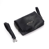 Whatna 2way セカンドバッグ メンズ バッグ 小きめ [クラッチ ショルダー 肩掛け 結婚式 バッグ] ipad mini収納可 ビジネス カジュアル フォーマル 冠婚葬祭 バッグ紳士用 男性用 黒YH3095