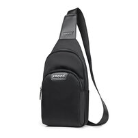 Whatna 斜めがけ ボディバッグ ワンショルダー メンズ 本 革 厚手 レザー ポート付き 防水高密度オックスフォード 黑 青 S6092