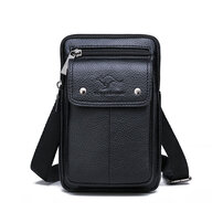 Whatna 2way 革 ミニショルダーバッグ メンズ ウエストバッグ ポーチ 厚手本 革 縦型 小さめ メッセンジャーバッグ 通学 通勤バッグ ショルダーミニポーチ 軽量 実用 自転車かばん プレゼント男性（CL-0810）