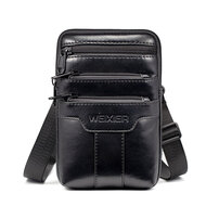 Whatna 2way 革 ミニショルダーバッグ メンズ ウエストバッグ ポーチ 厚手本 革 縦型 小さめ メッセンジャーバッグ 通学 通勤バッグ ショルダーミニポーチ 軽量 実用 自転車かばん プレゼント男性（8612）