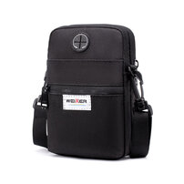 Whatna 2way ミニショルダーバッグ メンズ ウエストバッグ ベルトポーチ スマホポーチ イヤホン穴付 防水 オックスフォード 縦型 ショルダーミニポーチ 軽量 実用 自転車かばん プレゼント男性1384