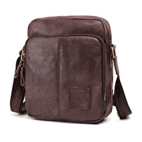 Whatna 牛革 ショルダーバッグ メンズ カード5枚収納可 厚手 本 革 レザー 縦型 小さめビジネスバッグ ipad 9.7収納可 革 通勤 通学 斜めがけバッグ オシャレ な シンプル な 軽量 実用 自転車 かばん男性用（6423）