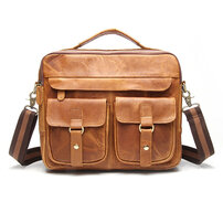 Whatna 牛革 ビジネス バッグ メンズ バッグ 2way ショルダー 手提げバッグ A4 12インチipad 収納可 本革 ビジネス 通勤 通学 斜めがけ バッグ ワンショルダーバッグ自転車 かばん男性用ブラウン（B207）