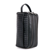 Whatna 2way 牛革 手作り編み込み セカンドバッグ メンズ バッグ クラッチ バッグ 本革 厚手 レザー 2室仕切 手持ちバッグ 結婚式 バッグ フォーマル ビジネス 冠婚葬祭 バッグ 男性用 紳士用 黒 （182603）