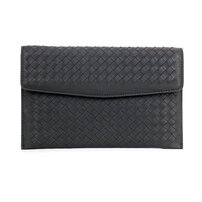 Whatna 2way 牛革 手作り編み込み セカンドバッグ メンズ バッグ クラッチ バッグ 本革 厚手 レザー 2室仕切 手持ちバッグ 結婚式 バッグ フォーマル ビジネス 冠婚葬祭 バッグ 男性用 紳士用 黒 （ B#PR1826）