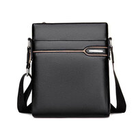 Whatna ショルダーバッグ メンズ メッセンジャーバッグ 縦型 小さめ ビジネスバッグ 9.7インチipad収納可 革 通勤 通学 斜めがけバッグ オシャレ な シンプル な 軽量 実用 自転車 かばん男性用 黒（8815）