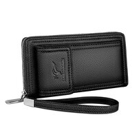 Whatna 牛革 ミニセカンドバッグ メンズ バッグ 6枚カード収納 小さめ クラッチバッグ 長財布 革 手持ちバッグ メンズ ポーチ 男性用 紳士用 結婚式 冠婚葬祭 黒6191