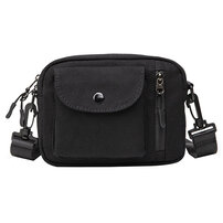 Whatna ミニショルダーバッグ メンズ ポシェット 横型 ショルダーミニポーチ 布 軽量 小型 人気型 耐久性 小さめメッセンジャーバッグ斜め掛け 肩掛け ビジネス 通学 通勤鞄 軽量 実用 自転車 かばん男性用 黒 (2627)