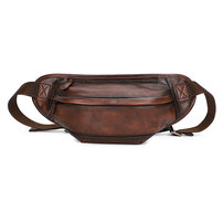 Whatna アンティーク風合い鞣し牛革 ウエストポーチ ウエストバッグ メンズ ミニショルダーバッグ 手作業で作 男女兼用 本革 斜めがけ ボディバッグ ワンショルダー 軽量 ブラウン Z17