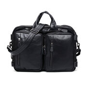 Whatna 天然 牛革 ビジネスバッグ メンズ 3WAY 手提げ・ショルダー・リュック バッグ 天然 本革 A4 15.6インチpc収納可大容量 旅行 出張用 通勤 通学 就活 面接 バッグ かばん 男性用 ブラウン 黒（hs-1450）