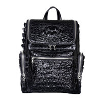 Whatna ワニ革 ビジネスバッグメンズ バッグ 手提げ・リュックの2WAY クロコダイル革 厚手本革 A4 15.6インチpc収納可 大容量 盗難防止 旅行 出張用 通勤 通学 就活 面接 バッグ かばん 男性用 ブラウン 黒（1019）