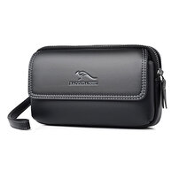 Whatna 革 2WAYミニセカンド バッグ メンズ バッグ 小さ ウェストポーチ ベルトポーチ 厚手 レザー 本 革 クラッチ 手持ち バッグ ビジネス カジュアル フォーマル 冠婚葬祭 結婚式 バッグ 紳士用 男性用 黒（2008#）