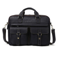 Whatna 天然 牛革 ビジネスバッグ メンズ 2WAY 手提げ・ショルダーバッグ 天然 本革 A4 15.6インチpc収納可 大容量 旅行 出張用 通勤 通学 就活 面接 バッグ かばん 男性用 ブラウン 黒（6360）