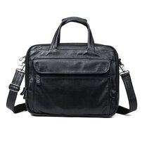 Whatna 天然 牛革 ビジネスバッグ メンズ 2WAY 手提げ・ショルダーバッグ 天然 本革 A4 15.6インチpc収納可大容量 旅行 出張用 通勤 通学 就活 面接 バッグ かばん 男性用 ブラウン 黒（9912）