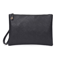 Whatna 2way 革 セカンド バッグ メンズ バッグ [クラッチ ショルダー 肩掛け 結婚式 バッグ] 厚手 本 革 A4 手持ちバッグ ビジネス フォーマル 冠婚葬祭 バッグ 紳士用 男性用 黒（YH3088）