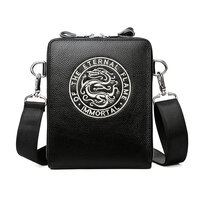 whatna 3way 牛革 ミニショルダーバッグ メンズ ポシェットポお財布 6枚カード収納 小銭入れ 4つの仕切本革 縦型 小型ショルダーミニバック 小さめメッセンジャーバッグ 斜め掛け通学 通勤ミニバッグ 紳士用 男性用 黒