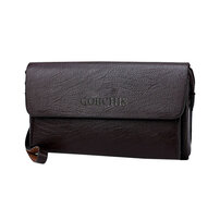 Whatna 革 ミニセカンドバッグ メンズ 長財布 カード9枚収納可 小銭入れ パスワードロックボタン付 盗難防止 厚手 本革 レザー 手持ちバッグ メンズ ポーチ 男性用 紳士用 結婚式 冠婚葬祭 バッグ 黒 ブラウン hs-1501