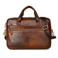 Whatna 天然 牛革 ビジネスバッグ メンズ 2WAY 手提げ・ショルダーバッグ 天然 本革 A4 15.6インチpc収納可 大容量 旅行 出張用 通勤 通学 就活 面接 バッグ かばん 男性用 ブラウン（9029）