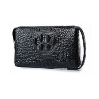 Whatna クロコダイル型押し牛革ミニセカンドバッグ メンズ カード6枚収納可 パスワードロックボタン付 盗難防止 厚手 本革 レザー 手持ちバッグ メンズ ポーチ 男性用 紳士用 結婚式 冠婚葬祭 バッグ 黒 w6171