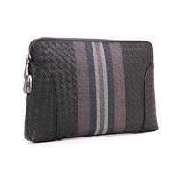 Whatna 2way 天然 牛革 手作り編み込み セカンドバッグ メンズ せかんどばっく パスワードロックボタン付 厚手 本革 10.5 ipad 収納可 結婚式 バッグ フォーマル ビジネス 冠婚葬祭 バッグ 男性用 紳士用 黒 （B#PR5333）