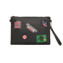 Whatna 2way 革 メンズ セカンド バッグ ショルダーベルト付属 大きめ A4 ipad 10.5収納可 本革 クラッチ ショルダー 結婚式 バッグ ビジネス フォーマル 冠婚葬祭 バッグ紳士用 男性用 黒 （6015+7）