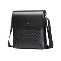 Whatna ショルダーバッグ メンズ メッセンジャーバッグ縦型 小さめ ビジネスバッグ 9.7インチipad収納可 革 通勤 通学 斜めがけバッグ オシャレ な シンプル な 軽量 実用 自転車 かばん男性用 黒（9919）