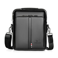 Whatna ショルダーバッグ メンズ 2way 斜め掛け 手提げ ipad 10.5収納可 厚手 皮革 レザー 縦型 小さめ メッセンジャーバッグ 通学 通勤バッグ 軽量 実用 自転車かばん プレゼント男性 黒 ブラウン（5106#）