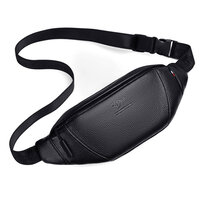 Whatna 3way 革 ボディバッグ・ワンショルダーバッグ メンズ ウエストポーチ イヤホン穴付き 本 革 厚手 レザー 斜め掛けバッグ スポーツバッグ 自転車 カジュアル 遠足 旅行 通勤 通学 黒（312）