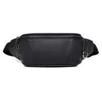 Whatna 3way 牛革 ボディバッグ・ワンショルダーバッグ メンズ ウエストポーチ イヤホン穴付き 本 革 厚手 レザー 斜め掛けバッグ スポーツバッグ 自転車 カジュアル 遠足 旅行 通勤 通学 黒（HA-089）