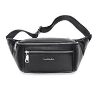 Whatna 3way 牛革 ボディバッグ・ワンショルダーバッグ メンズ ウエストポーチ 本 革 厚手 レザー 斜め掛けバッグ スポーツバッグ 自転車 カジュアル 遠足 旅行 通勤 通学 黒（6189）