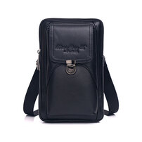 Whatna 牛革 ミニショルダーバッグ メンズ 3way 斜め掛け ボディバッグ ベルト ポーチ ミニ 胸バッグ ウエストバッグ 小型ポシェット レザー 縦型 小さめかたかけバッグ メンズ 軽量 実用 レゼント男性 黒 ブラウン（9428）