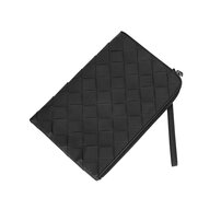 Whatna 牛革 手作り編み込み L字 ファスナー クラッチバッグ メンズ セカンド バッグ 本革 大きめ A4 ipad pro 13収納可 本革 結婚式 バッグ ビジネス フォーマル 冠婚葬祭 バッグ紳士用 男性用 黒