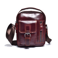 Whatna 2way 牛革ショルダーバッグ メンズ 本革 斜め掛け 手提げ バッグ 縦型 ビジネスバッグ 小さめ メッセンジャーバッグ 通学 通勤鞄 軽量 実用 自転車かばん プレゼント男性 黒 ブラウン（668-136）