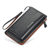 Whatnaミニセカンドバッグ メンズ バッグ 12枚カード収納 小さめ クラッチバッグ 長財布 革 手持ちバッグ メンズ ポーチ 男性用 紳士用 結婚式 冠婚葬祭 黒 ブラウン