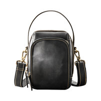 Whatna 厚手 天 然 牛革ミニショルダーバッグ メンズ 3way斜め掛け 手提げバッグ 男性用 ベルト ポーチ ミニ ウエストバッグ 小型ポシェット 厚手 レザー 本革 横型 小さめかたかけバッグ メンズ 軽量 実用 レゼント男性 黒 ブラウン