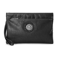 Whatna 2way 牛革セカンドバッグ メンズ クラッチ バッグ 厚手 本革 レザー カード6枚 IPAD9.7収納可 ビジネス カジュアル フォーマル 冠婚葬祭 結婚式 バッグ紳士用 男性用 黒 hs-1590