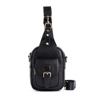 Whatna 天然 牛革 ショルダーバッグ メンズ 2way 斜め掛け ボディーバッグ 胸バッグ 厚手 本革 レザー 縦型 小さめ メッセンジャーバッグ 通学 通勤バッグ 軽量 実用 自転車かばん プレゼント男性 ブラウン hs-1578-1