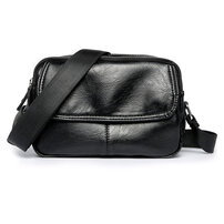 Whatna フラップ ミニショルダーバッグ メンズ ポシェット 横型 ショルダーミニポーチ 革 軽量 小型 人気型 耐久性 小さめメッセンジャーバッグ斜め掛け ビジネス 通学 通勤鞄 軽量 実用 自転車 かばん男性用 ブラウン 黒 (hs-1591)