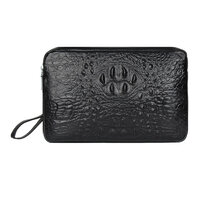 Whatna 2way クロコダイル型押し 牛革セカンドバッグ メンズ クラッチ バッグ 厚手 本革 レザー カード6枚 IPAD9.7収納可 ビジネス カジュアル フォーマル 冠婚葬祭