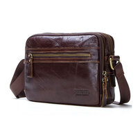 Whatna 2way 天然 牛革 ショルダーバッグ メンズ ポシェットポお財布 5枚カード ipad9.7 収納可 三室仕切 横型 縦型 小さめメッセンジャーバッグ 斜め掛け通学通勤バッグ 肩掛けバッグ 紳士用 男性用 ブラウン 6423