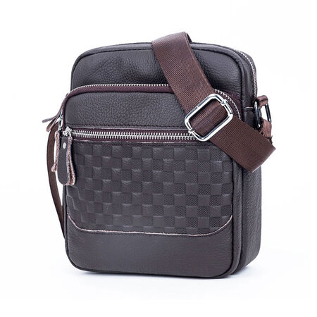 Whatna 天然牛革 ショルダーバッグ メンズ メッセンジャーバッグ小さめ ビジネスバッグ 縦型 本革 通勤 通学 斜めがけバッグ オシャレ な シンプル な 軽量 実用 自転車 かばん男性用 ブラウン 黒 011 Whatna