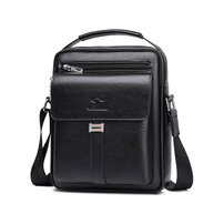 Whatna ショルダーバッグ メンズ 2way 斜め掛け 手提げ 厚手 皮革 レザー ipadmini収納可 縦型 小さめ メッセンジャーバッグ 通学 通勤バッグ 軽量 実用 自転車かばん プレゼント男性 黒 ブラウン（D001）