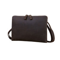 Whatna 2way 天然牛革 セカンド バッグ メンズ ショルダーベルト付属 ダブルファスナー 2室仕切 A4ipad 13収納可 クラッチ ショルダー 結婚式 バッグ ビジネス フォーマル 冠婚葬祭 バッグ紳士用 男性用 ブラウン 0073