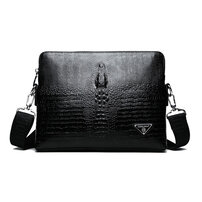 Whatna 2way クロコダイル型押し 革 セカンド バッグ メンズ 大き ショルダーベルト付属 A4 ipad 13収納可 クラッチ ショルダー 結婚式 バッグ ビジネス フォーマル 冠婚葬祭 バッグ 紳士用 男性用 黒 hs-1634