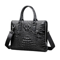 Whatna クロコダイル型押し牛革 ビジネス バッグメンズ 2way ショルダー 手提げ 本革 4室仕切 ジャバラ式 カードポケットx６ ブリーフケース 15.5インチPC対応 旅行 出張 通勤 通学 就活 面接 バッグ かばん 男性用 PDD-5803