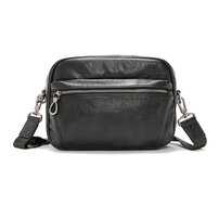 Whatna革 ショルダーバッグ メンズ ポシェットipad9.7 収納可 横型 メンズビジネスかばん斜めがけ 小さめメッセンジャーバッグ 斜め掛け通学通勤バッグ 肩掛けバッグ 紳士用 男性用 黒 3901+7