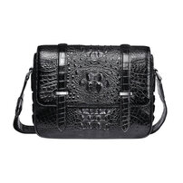 Whatna ワニ革 本革 ショルダーバッグ メンズ ポシェットポ メッセンジャーバッグ 横型 A4 10.5インチipad収納可 小さめ ビジネスバッグクロコダイル革 本皮 通勤 通学 斜めがけバッグ かばん男性用 ブラウン 黒（1102）