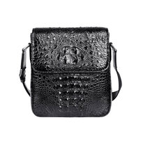 Whatna ワニ革 本革 ショルダーバッグ メンズ ポシェットポ メッセンジャーバッグ 縦型 小さめ ビジネスバッグクロコダイル革 本皮 通勤 通学 斜めがけバッグ かばん男性用 ブラウン 黒（1049）